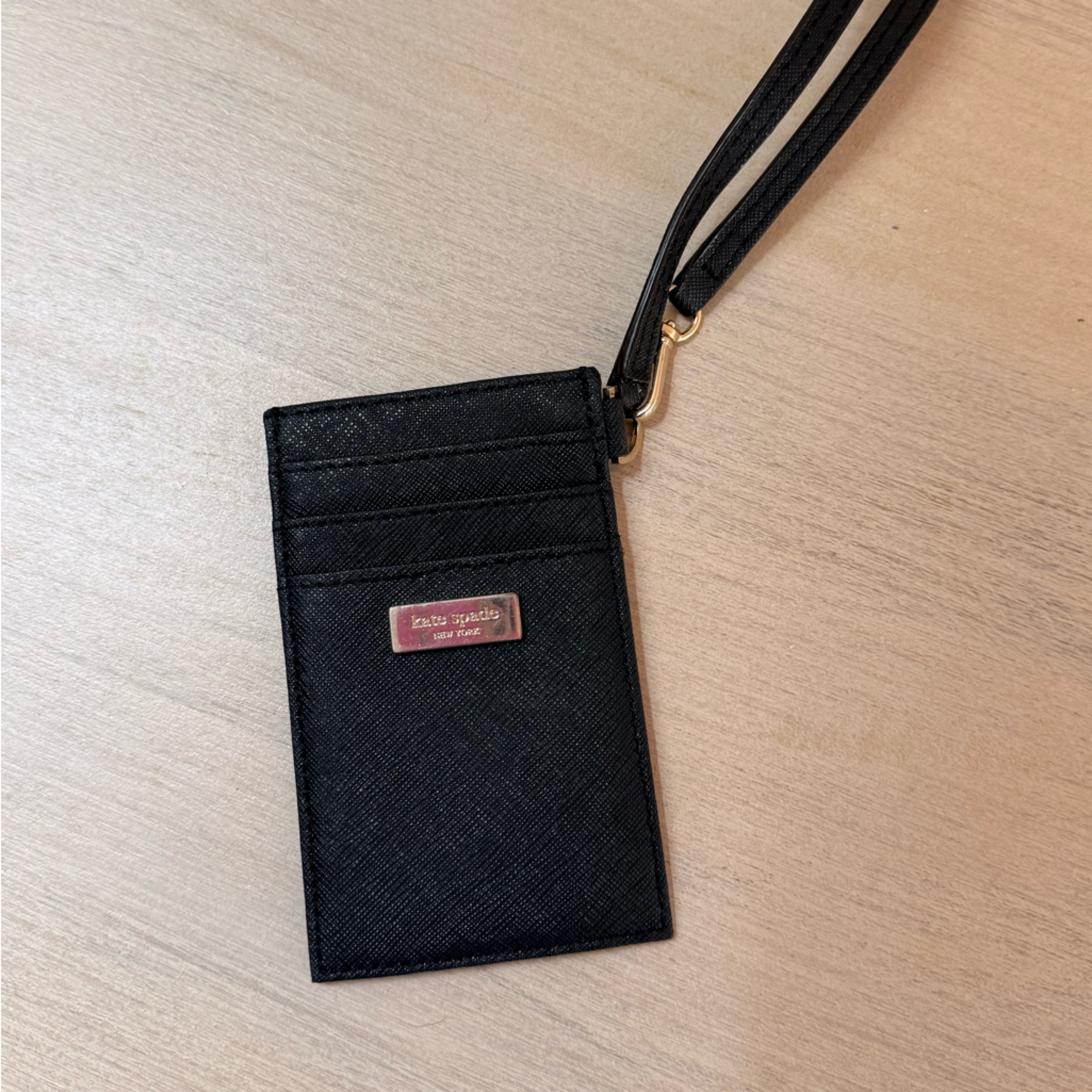 Black Saffiano Card Holder Wristlet